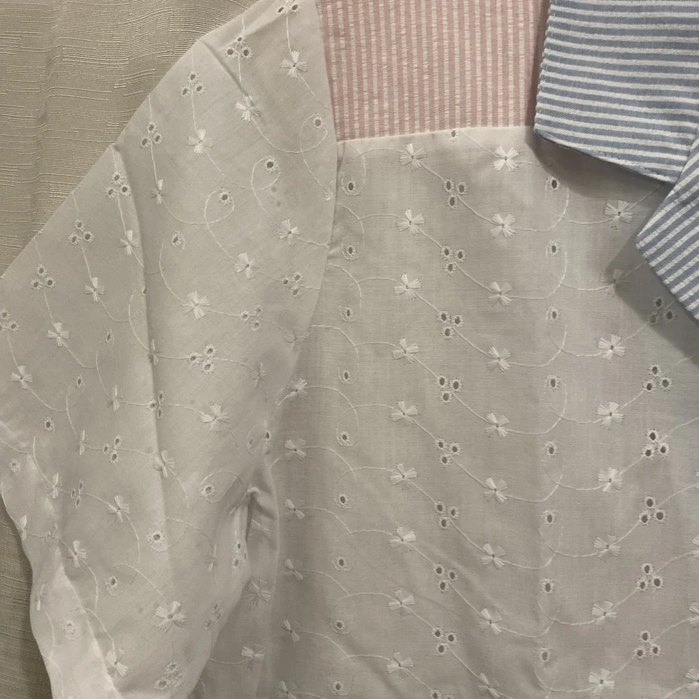 Season Ticket NWT Vintage Cotton And Lace Shirt Pants Set Women 16S Cottage Core